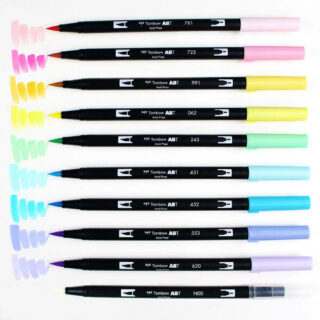 Set Pastel 10 Marcadores Acuarelables Doble Punta Tombow Dual Brush Pens Swatch