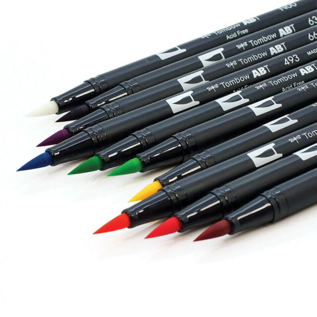 Set Vivo 10 Marcadores Acuarelables Doble Punta Tombow Dual Brush Pens Pincel