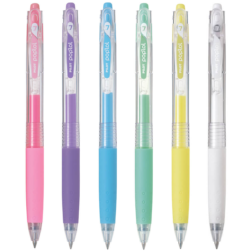 Bolígrafos, Micropuntas de Tinta Gel, Retráctiles, Punta Media de 0.7 mm,  PILOT pop'lol, Colores Pastel - Librería IRBE Bolivia