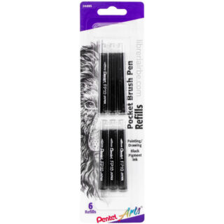 Pack 6 Recargas de Tinta Negra para Pocket Brush Pen Pentel