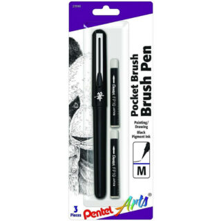 Pocket Brush Pen Pentel de Tinta Negra con dos recargas