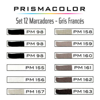 Set 12 Marcadores Artísticos Doble Punta Prismacolor Premier Gris Francés Colores