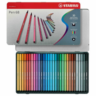 Estuche Metálico de 30 Marcadores Acuarelables STABILO Pen 68
