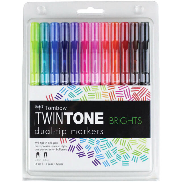 Set 12 Marcadores Acuarelables Doble Punta Tombow Twintone Brights