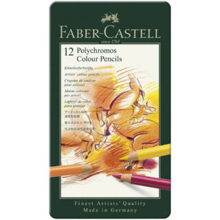 Set 12 Lápices de Colores Calidad Profesional para Artistas Faber Castell Polychromos Lata