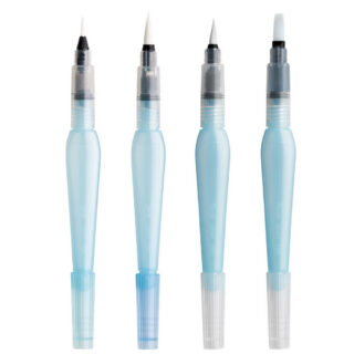 Pinceles de Agua Recargable Pentel Arts Aquash Water Brush - Set de 4 Piezas (Punta Delgada, Mediana, Gruesa, Plana)