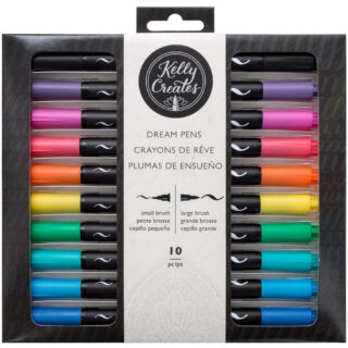 Set 10 Plumas de Ensueño Doble Punta Pincel Kelly Creates »Arcoiris«
