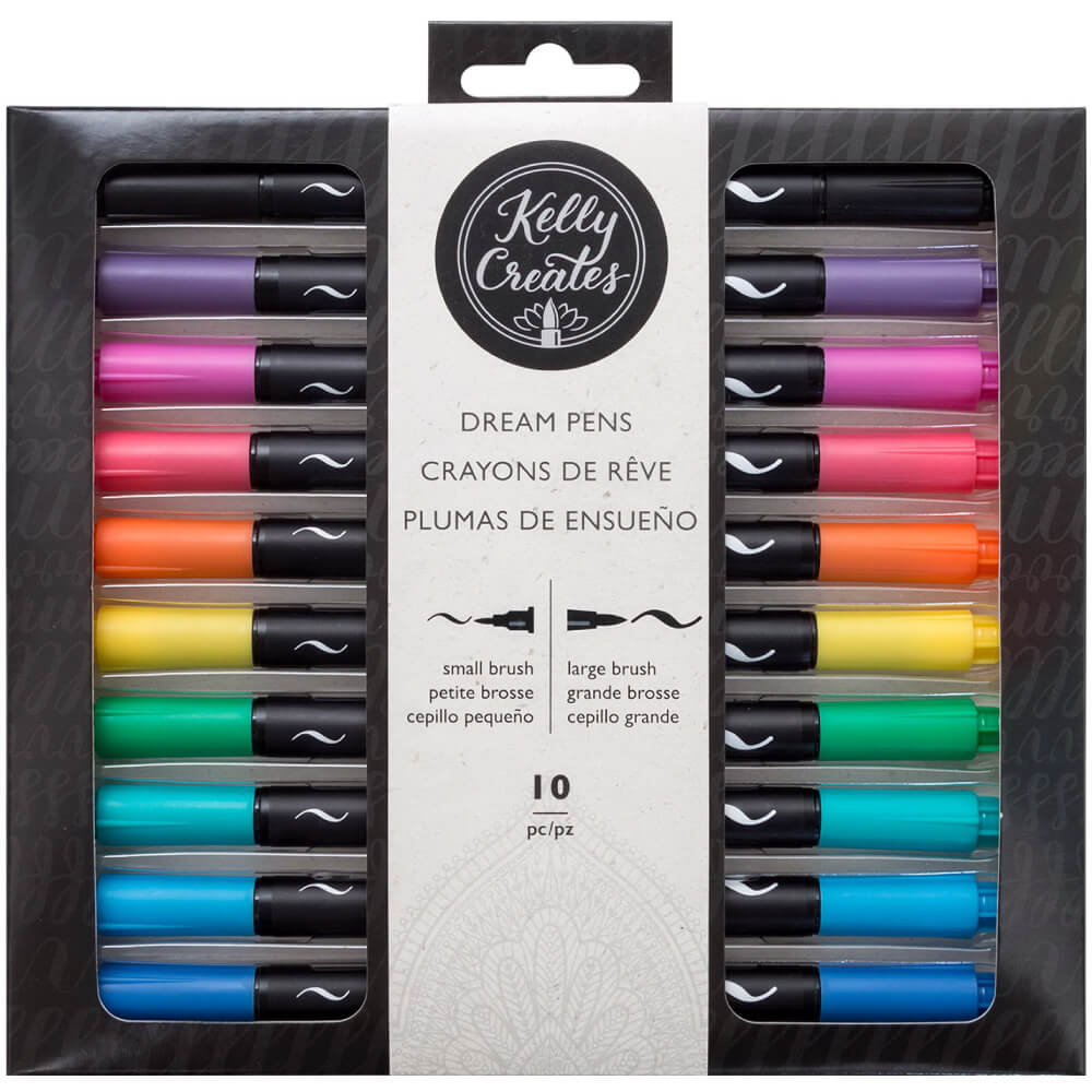 Set 10 Plumas de Ensueño Doble Punta Pincel Kelly Creates »Arcoiris«