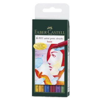 Set 6 Marcadores Punta Pincel Faber Castell PITT Artist Brush Básicos