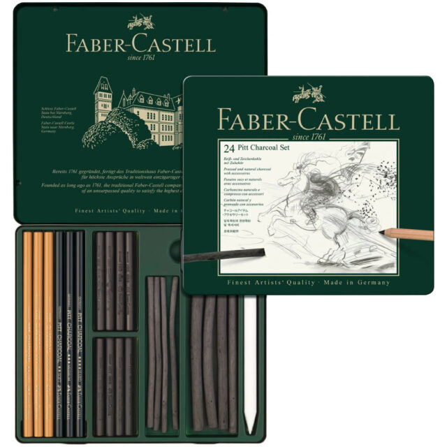 Set de Dibujo de 24 Piezas PITT Carboncillos Charcoal Faber-Castell Interior