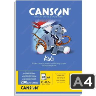 Papel para Pintar para Niños, CANSON Kids, Bloc con 20 Hojas de 200 g-m², Tamaño A4