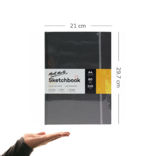 Sketchbook con Elástico Mont Marte con 80 Hojas de 110 g Tamaño A4 Medidas