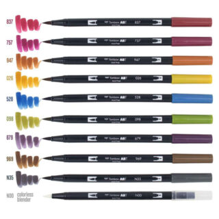 Set 10 Marcadores Tombow Dual Brush Pens – Paleta Oscuros Nuevo Swatch