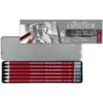 Estuche Metálico de Bolsillo con 6 Lápices de Grafito para Bellas Artes CRETACOLOR Cleos
