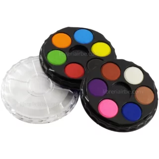 Acuarelas en Pastillas, con Estuche Circular de 2 Niveles, Set de 12 Colores