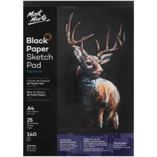 Bloc de Papel Negro para Dibujo Mont Marte Signature con 25 Hojas de 140 g Tamaño A4