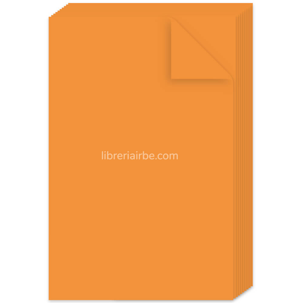 Pack 10 Hojas de Papel Bond Oficio Naranja Neón