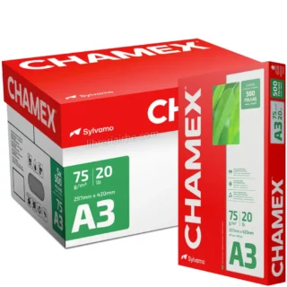 Papel Bond Blanco, Caja de 5000 Hojas de 75 gm², (10 Paquetes de 500 Hojas) CHAMEX, Tamaño A3