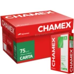 Papel Bond Blanco, Caja de 5000 Hojas de 75 gm², (10 Paquetes de 500 Hojas) CHAMEX, Tamaño Carta