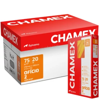 Papel Bond Blanco, Caja de 5000 Hojas de 75 gm², (10 Paquetes de 500 Hojas) CHAMEX, Tamaño Oficio