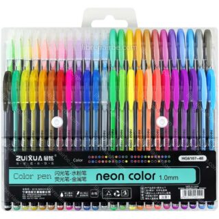 ZUIXUA neon color, Metálica, Fluorescente, Glitter, Pastel, Punta de 1.0 mm, Estuche de 48 Colores