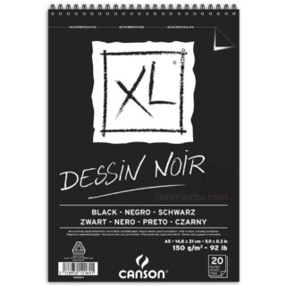 Bloc de Papel Negro CANSON XL® Dessin Noir con 20 Hojas de 150 g Tamaño A5