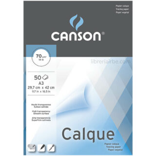 Bloc de Papel Vegetal CANSON Calque con 50 Hojas de 70 g Tamaño A3