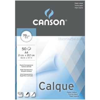 Bloc de Papel Vegetal CANSON Calque con 50 Hojas de 70 g Tamaño A4