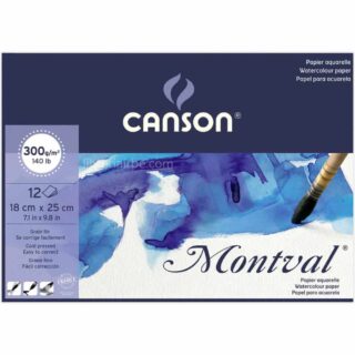Bloc de Papel para Acuarela CANSON Montval® con 12 Hojas de 300 g (18 x 25 cm)