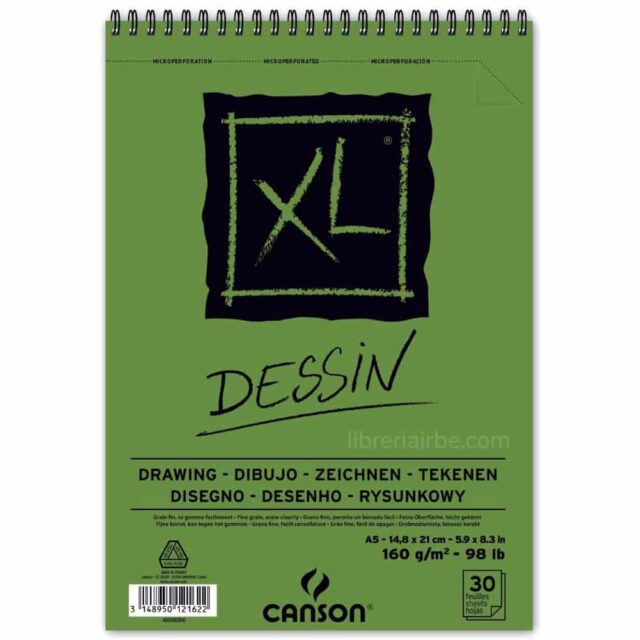 Bloc de Papel para Dibujo CANSON XL® Dessin con 30 Hojas de 160 g Tamaño A5