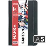 Cuaderno de Dibujo, CANSON GRADUATE Manga, Tapa Dura, con 40 Hojas de 200 g/m², Tamaño A5