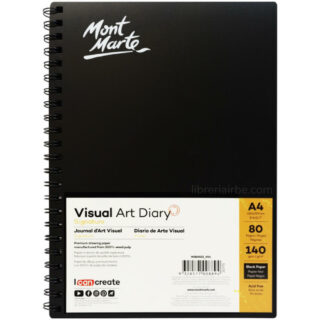 Diario de Arte Mont Marte Signature con 80 Páginas de Papel Negro 110 g Tamaño A4