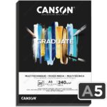 Papel Negro para Multitécnicas CANSON GRADUATE, Bloc con 20 Hojas de 240 g-m², Tamaño A5