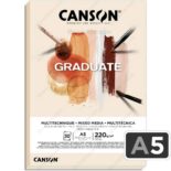 Papel de Dibujo, de Color Natural, para Multitécnicas, CANSON GRADUATE Mixed Media Natural, Bloc Encolado con 30 Hojas de 220 g/m², Tamaño A5