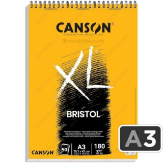 Papel de Dibujo, para Ilustración, CANSON XL® Bristol, Cuaderno Espiral con 50 Hojas de 180 gm², Tamaño A3