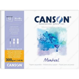 Papel para Acuarela CANSON Montval®, Bloc con 12 Hojas de 300 g-m², Tamaño 36 x 48 cm