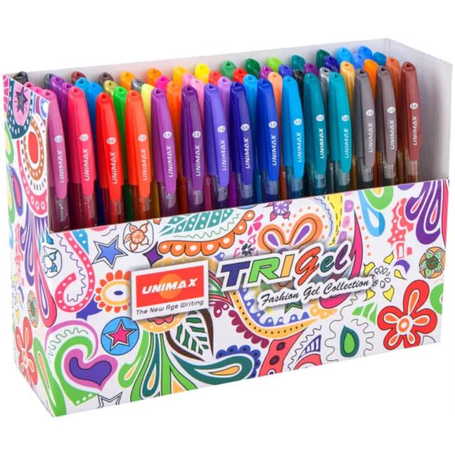 Set 60 Bolígrafos Gel de Colores UNIMAX TRIGEL Fashion