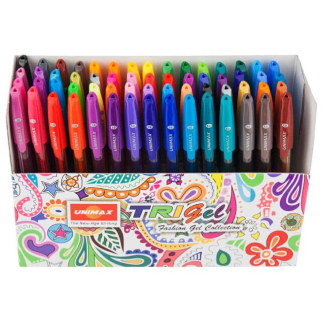 Set 60 Bolígrafos Gel de Colores UNIMAX Trigel Vista