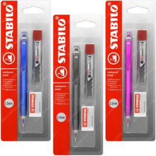 Set de Portaminas 0.5 mm STABILO 3555 + 12 Minas 0.5 mm + Borrador Conqueror