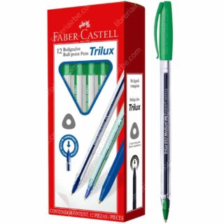 Caja 12 Bolígrafos Faber-Castell Trilux 032 Medium Verde