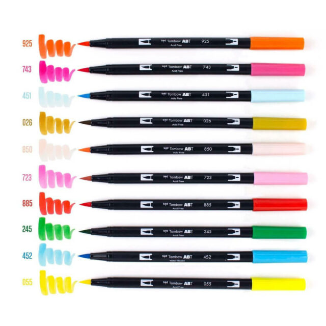 Set 10 Marcadores Tombow Dual Brush Pens – Paleta Celebration Swatch
