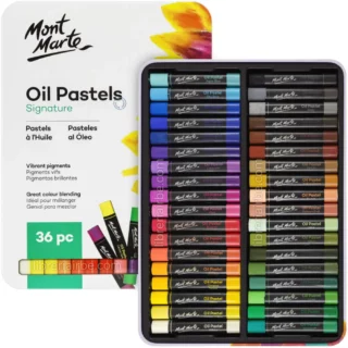Crayones Óleo Pastel, Pasteles al Óleo, Mont Marte Signature, en Estuche de Metal, Set de 36 Colores