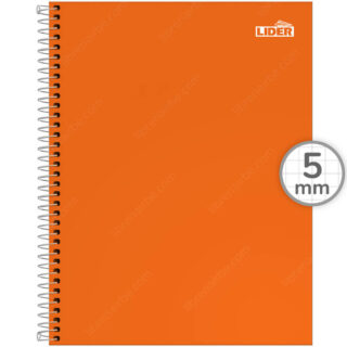 Cuaderno Anillado Carta LIDER con 100 Hojas Cuadriculadas 5 mm - Naranja