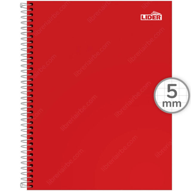 Cuaderno Anillado Carta LIDER con 100 Hojas Cuadriculadas 5 mm - Rojo