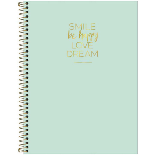 Cuaderno Anillado Carta Tilibra Happy con 80 Hojas Cuadriculadas -Smile- Verde Pastel