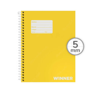 Cuaderno Anillado Medio Oficio WINNER con 100 Hojas Cuadriculadas 5 mm - Amarillo