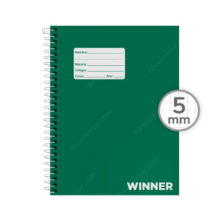 Cuaderno Anillado Medio Oficio WINNER con 100 Hojas Cuadriculadas 5 mm - Verde