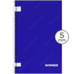 Cuaderno Tamaño Oficio, Espiral de Plástico, Tapa Dura, WINNER, con 100 Hojas Cuadriculadas 5 mm