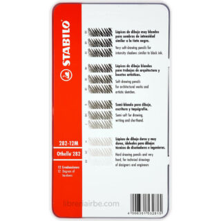Estuche Metálico con 12 Lápices de Dibujo STABILO Othello Reverso
