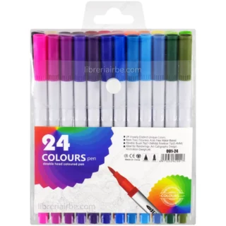 Marcadores Doble Punta (Pincel y Micropunta), Dual Tip Brush Pens, Mezclables, Paquete de 24 Colores